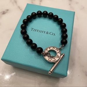 Tiffany & Co Silver Toggle Onyx Bead Bracelet